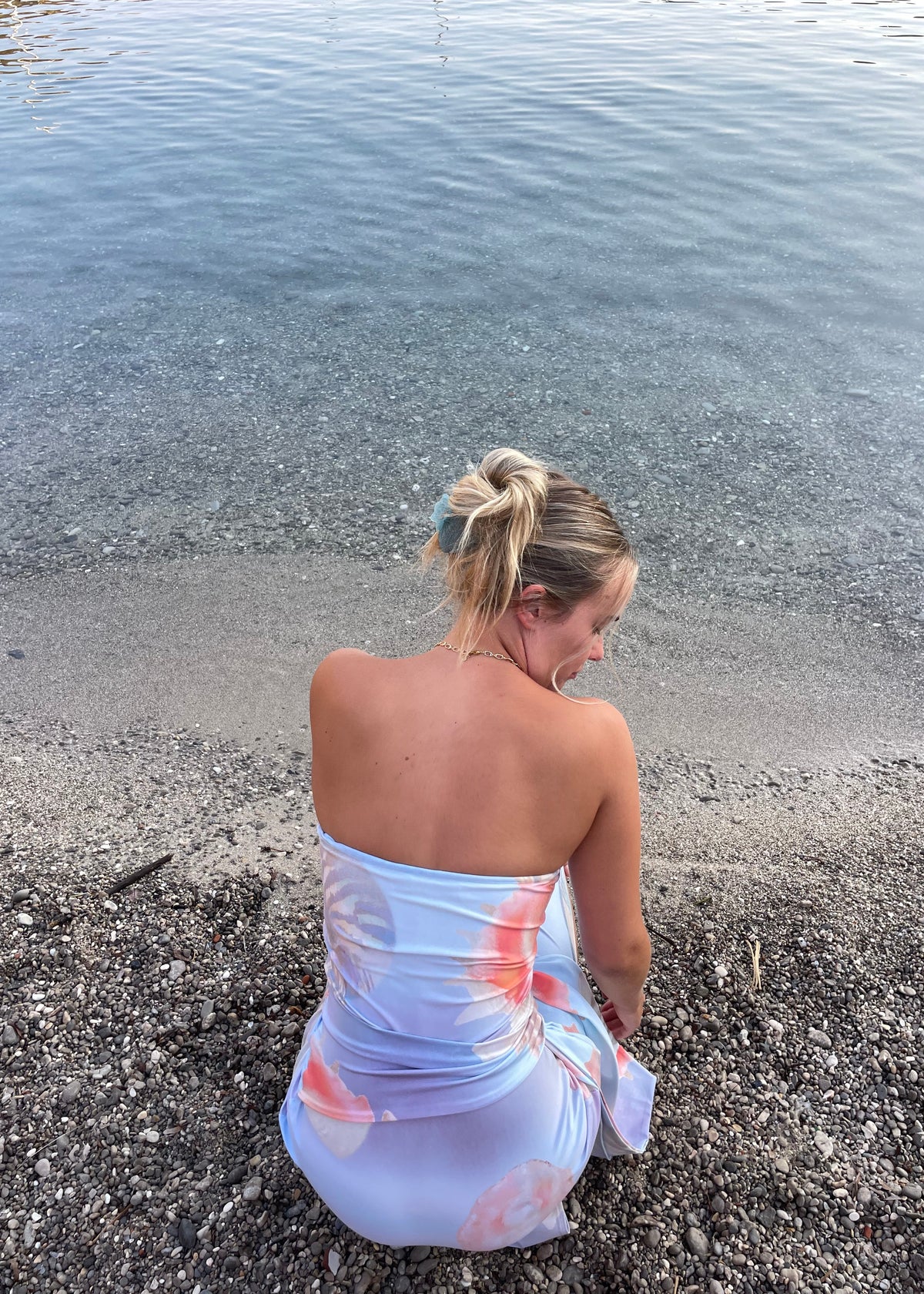 Draped strapless dress - Ocean Pearl