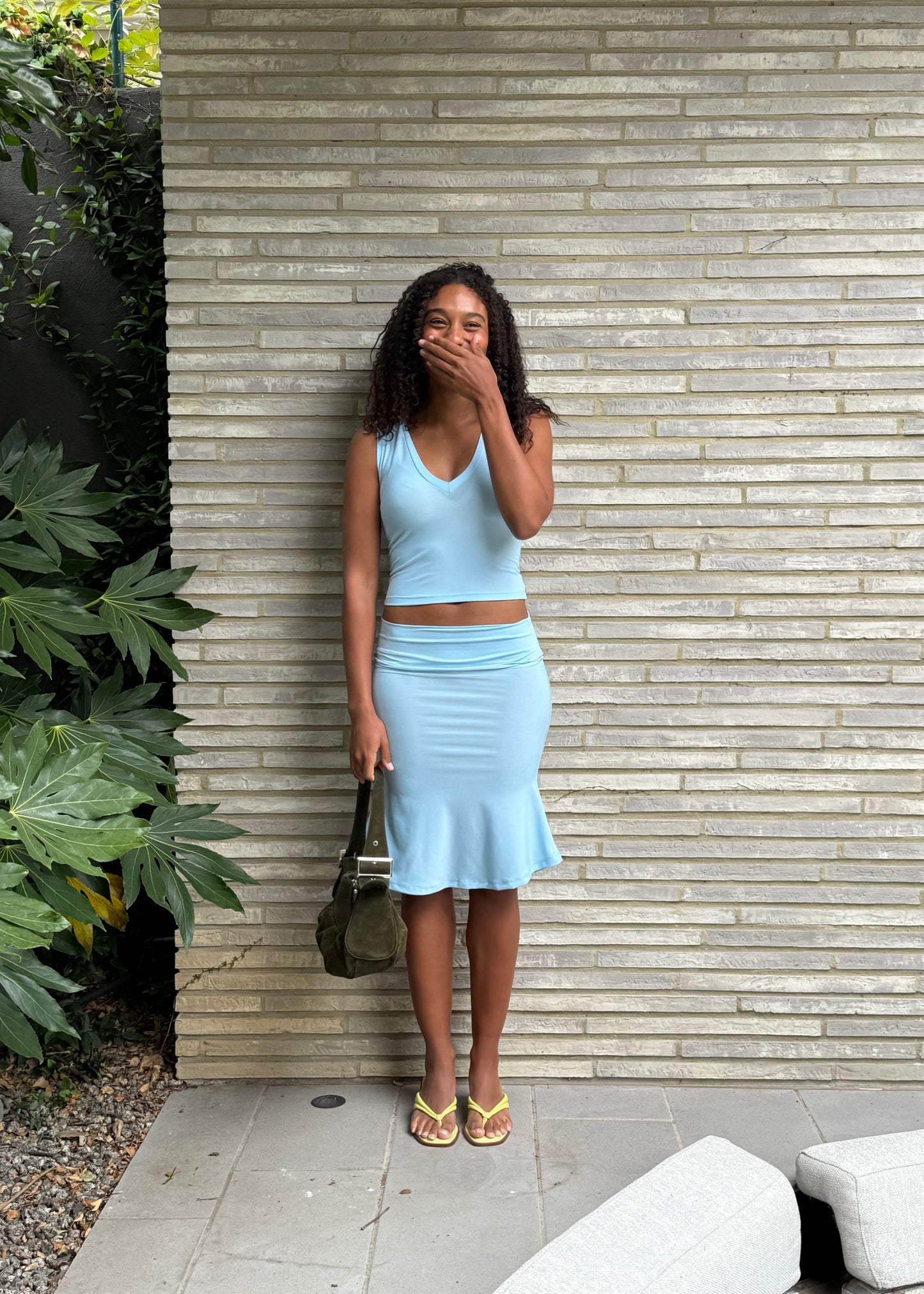 Fold over midi skirt - Ice