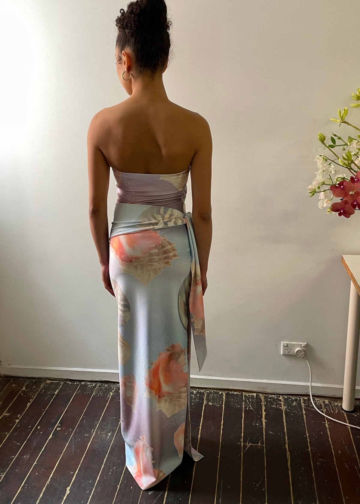 Draped strapless dress - Ocean Pearl