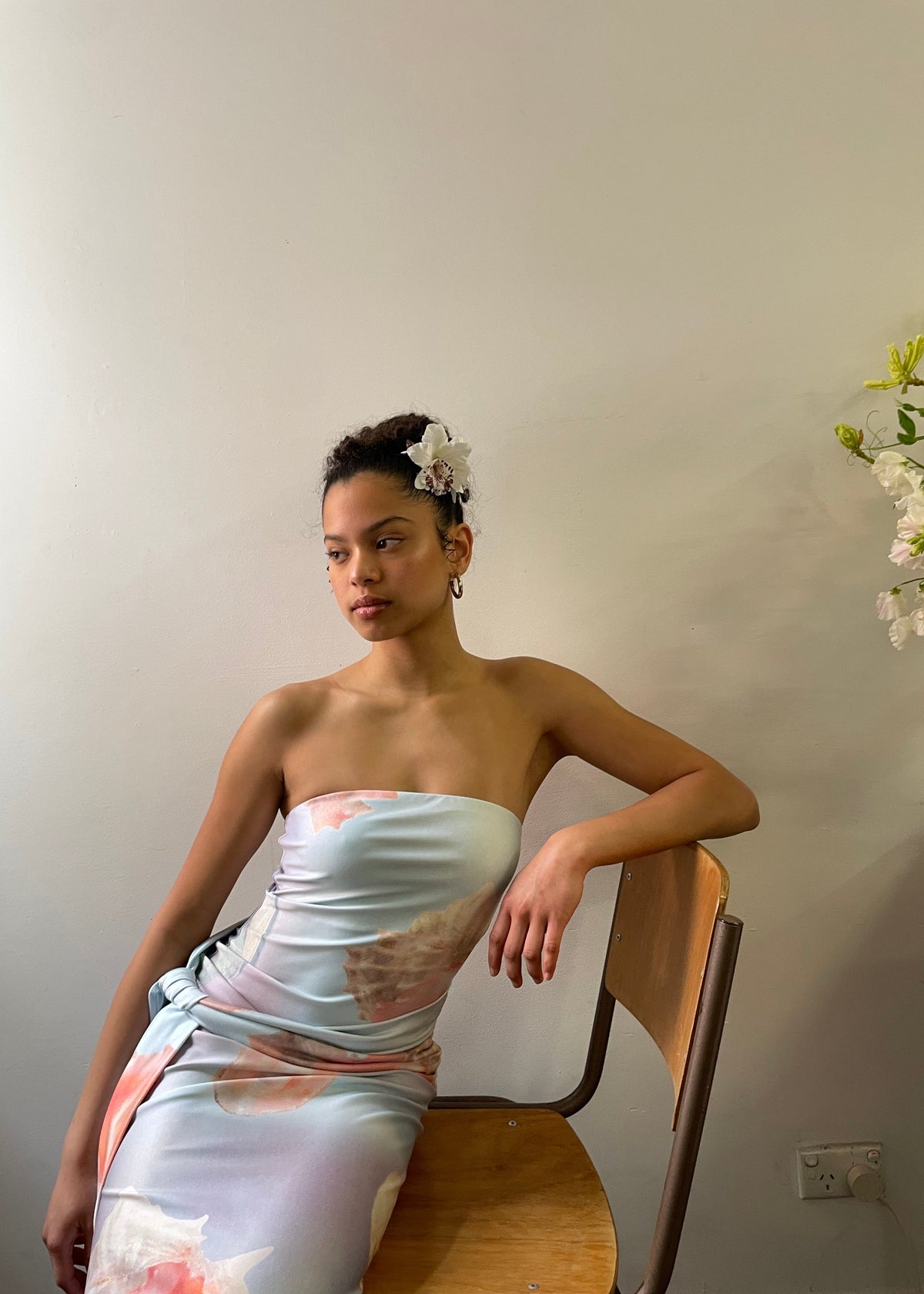 Draped strapless dress - Ocean Pearl
