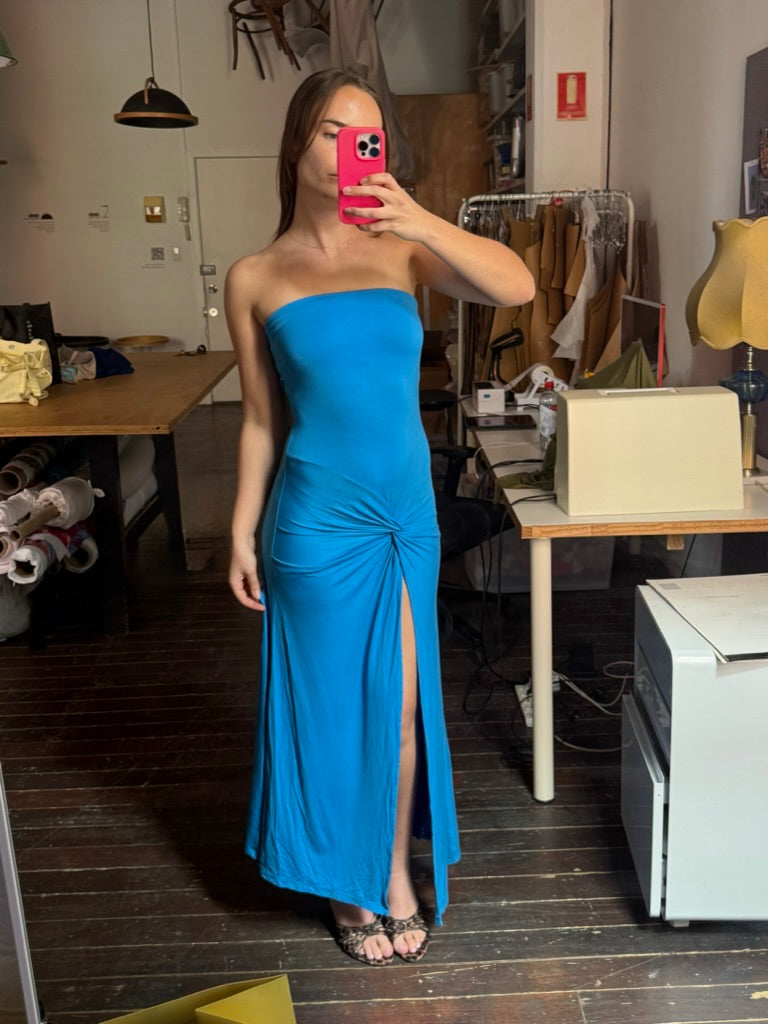 Off the shoulder bamboo dress - Turquoise