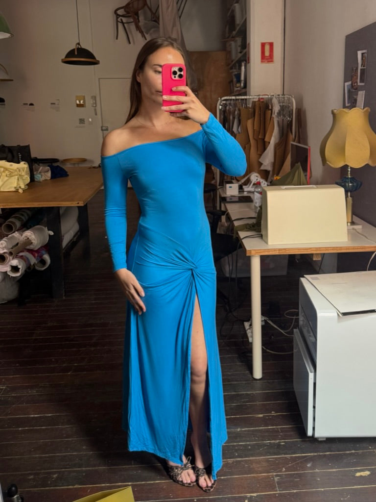Off the shoulder bamboo dress - Turquoise