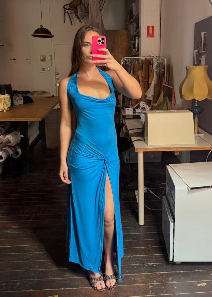 Off the shoulder bamboo dress - Turquoise