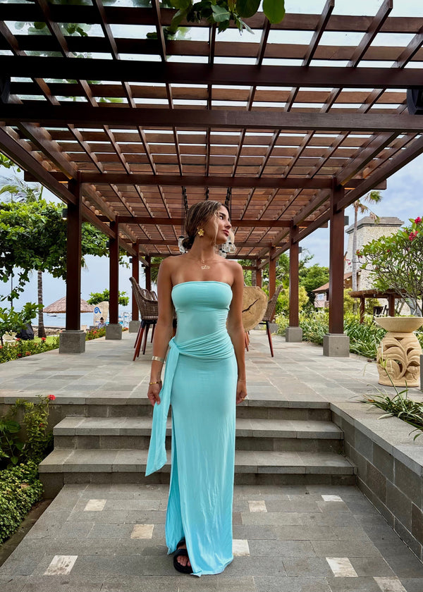 Draped strapless bamboo dress - Aquamarine Odysseus&Penelope Draped strapless bamboo dress - Aquamarine Odysseus&Penelope