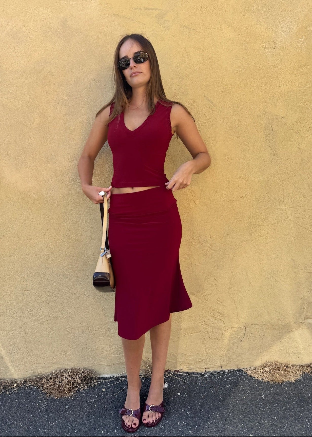 V neck tank- Chilli