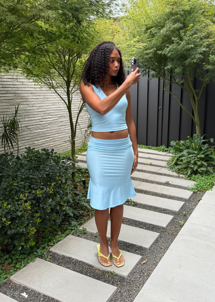 Fold over midi skirt - Ice