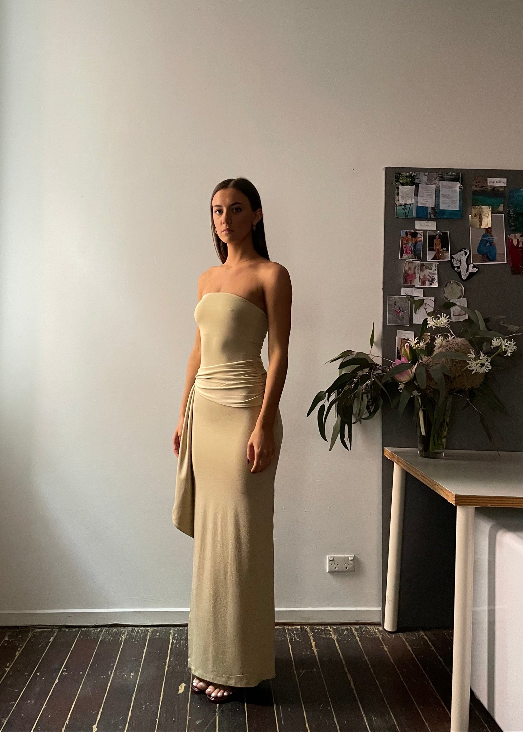Odysseus & Penelope Draped Strapless Dress