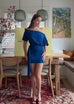 Slouchy Bamboo mini dress - Ocean