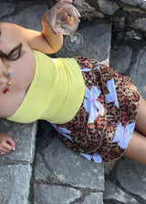 Layered rippled mesh skirt - Leopard Hibiscus