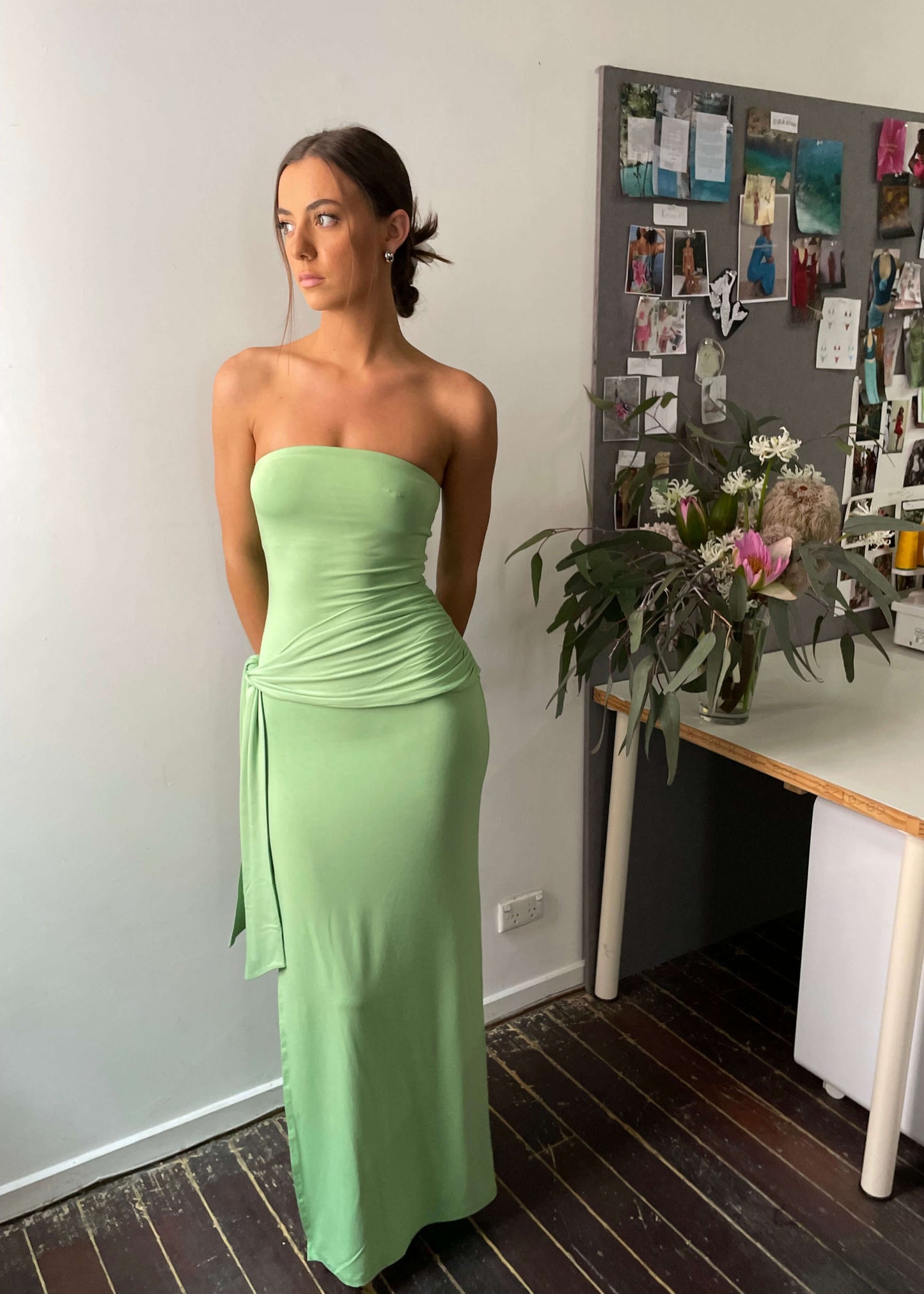 bamboo sarong green dress Montsand Brocade Bamboo Maxi Dress | | Green Bridesmaid Dress, Green Wedding Guest Dress by Montsand